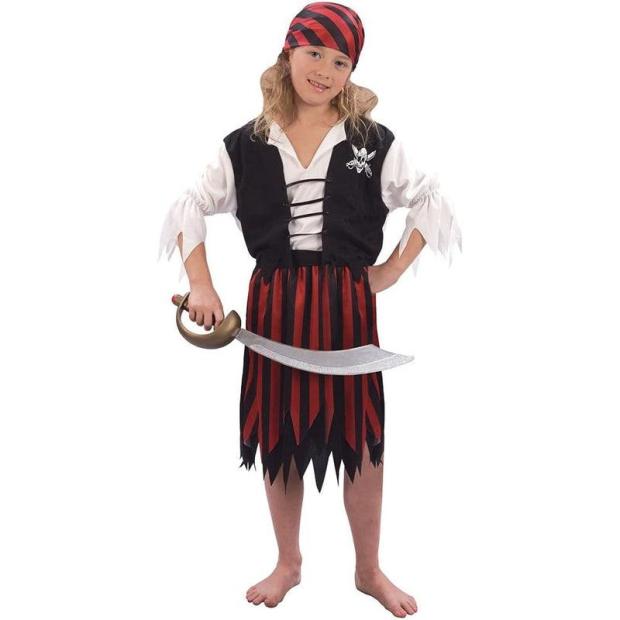 Bristol Novelty CC626 Pirate Girl Costume, Small, Approx Age 3 -5 Years, Pirate Girl (S)  |   Pirate FANCY DRESS Pirate