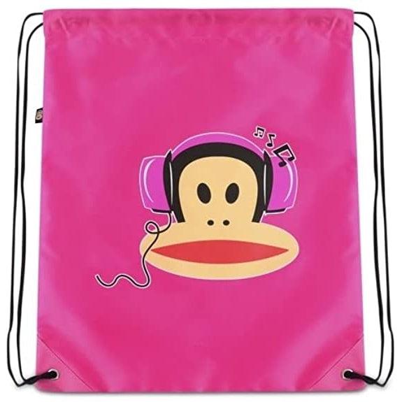 Paul Frank Julius Monkey Headphones Nylon Drawstring Gym Bag – Pink  |   Back To School ARTS & CRAFTS Back To School